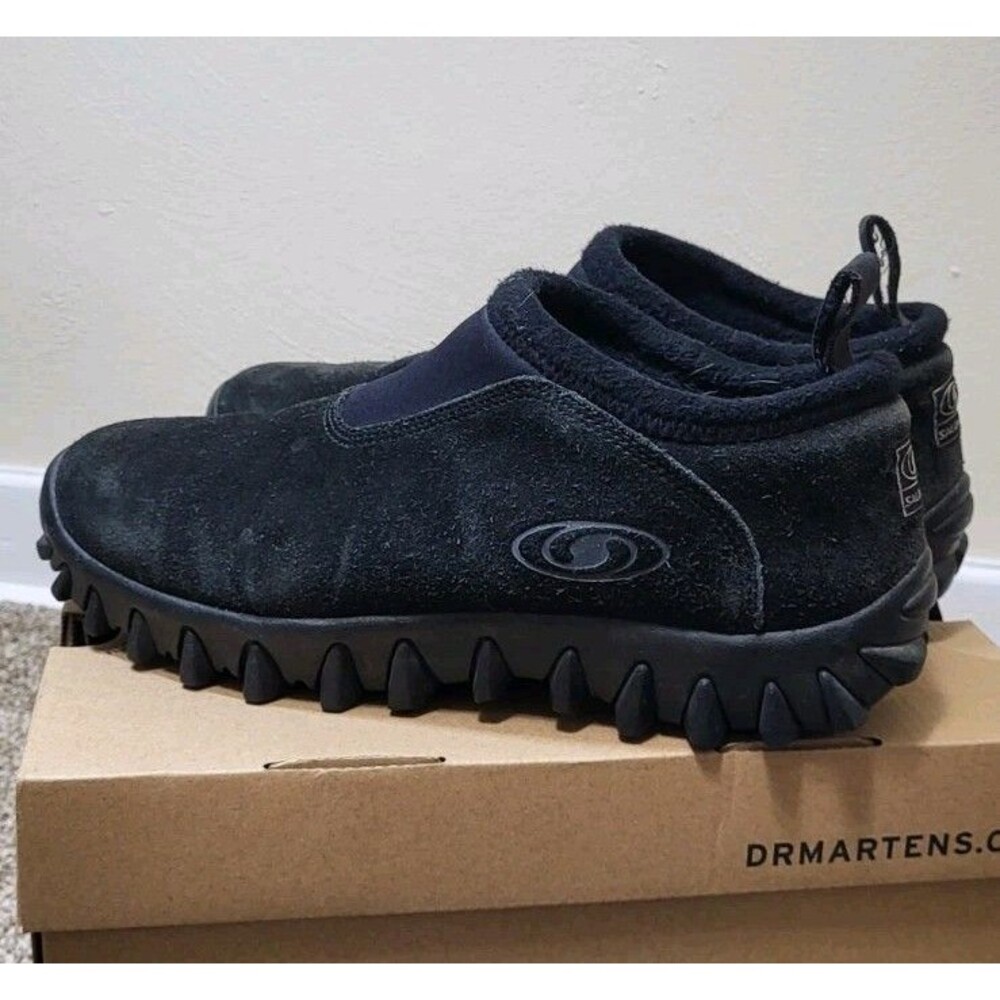 Vtg SALOMON Contagrip CX Snow Clog Black Suede Slip On Shoes Thinsulate Size 8